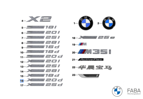 BMW Schriftzug XDrive / SDrive - Logo / Emblem