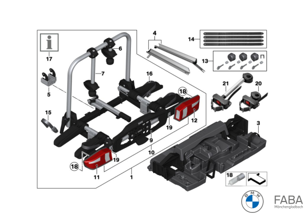 Ersatzteile für den BMW Fahrradheckträger Kompakt
