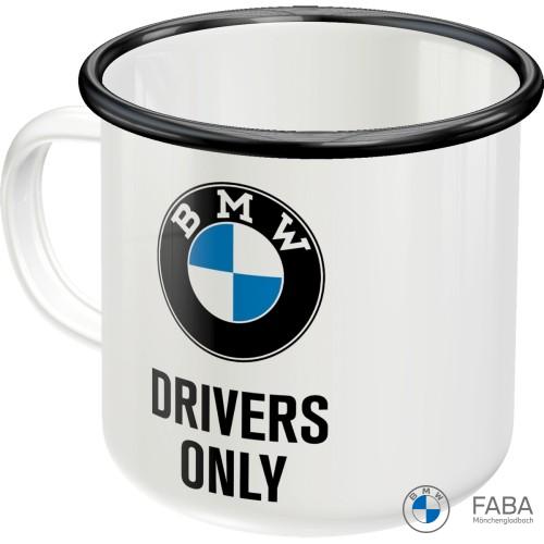 Emaillie-Becher "BMW - Drivers Only"