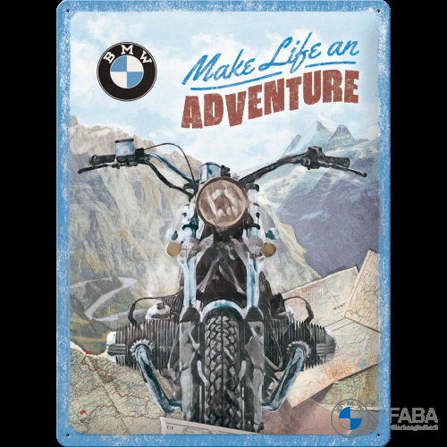 Blechschild Motorrad Blechschild "Make Life an Adventure" - 30x40 cm