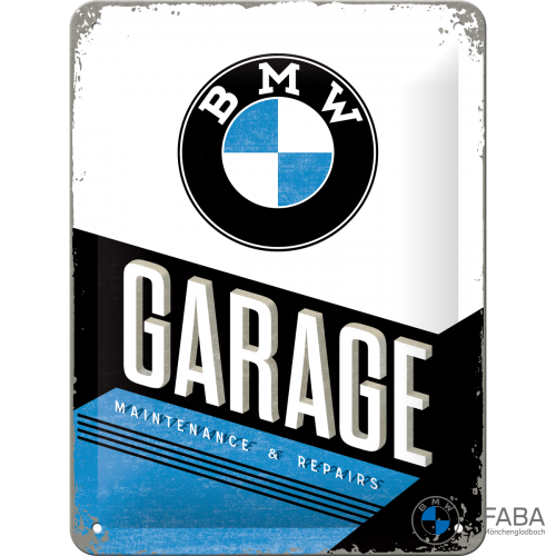Blechschild "BMW Garage" - 15x20 cm